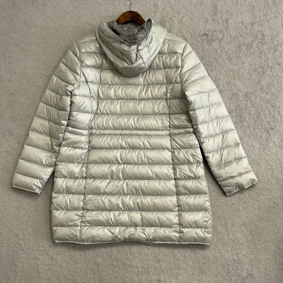 NEW Kenneth Cole Women's L Puffer Jacket With Hood Lightweight Quilted Grey - Picture 4 of 12